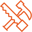 icono carpintería color rojo