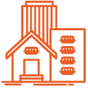 icono de edificacion rojo